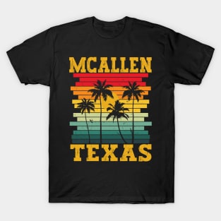 Mcallen Texas Retro Tropical Summer Palm Trees T-Shirt